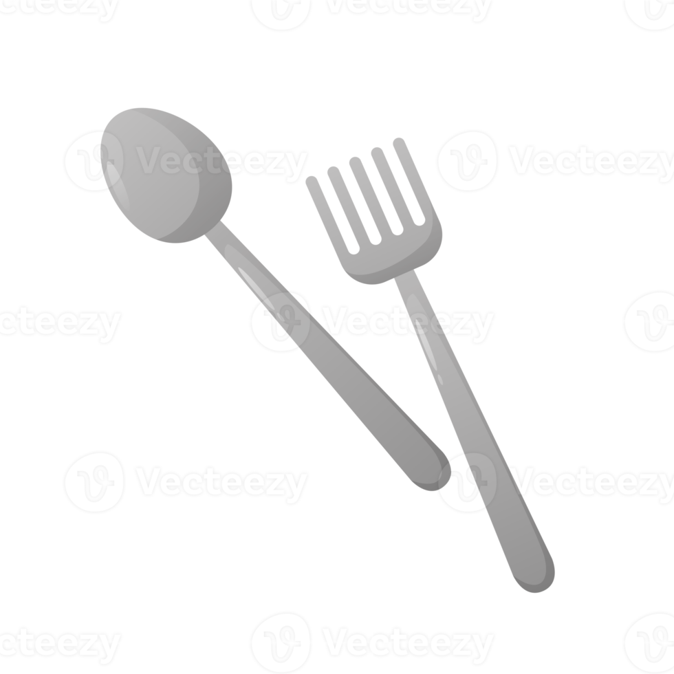 spoon and fork cartoon isolated png