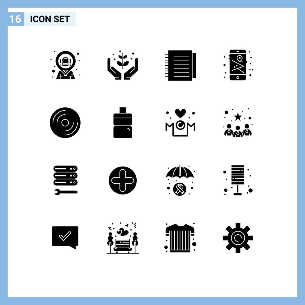 Modern Set of 16 Solid Glyphs and symbols such as devices phone nature mobile paper Editable Vector Design Elements