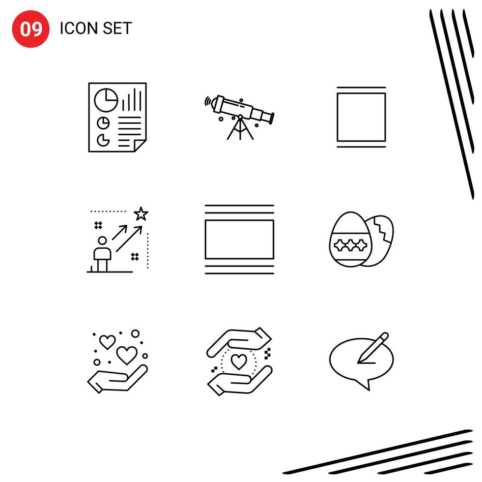 9 Outline concept for Websites Mobile and Apps arrow top view user sets Editable Vector Design Elements
