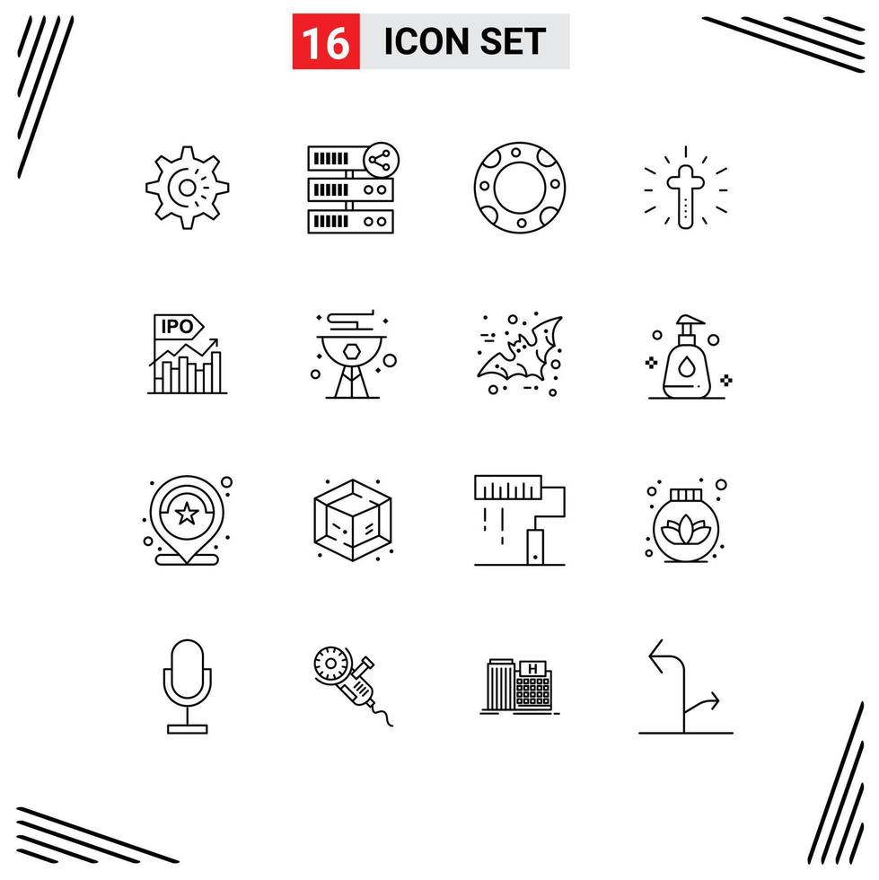 Pictogram Set of 16 Simple Outlines of business easter web cross celebration Editable Vector Design Elements