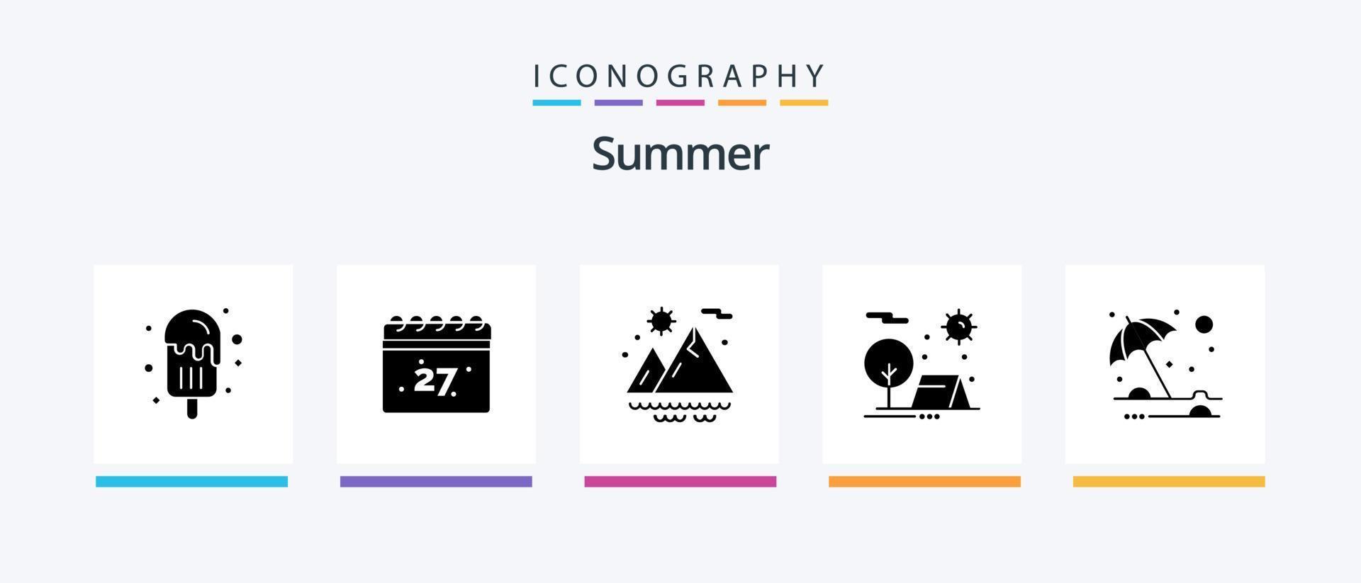Summer Glyph 5 Icon Pack Including summer. beach. summer. sun. holiday. Creative Icons Design vector