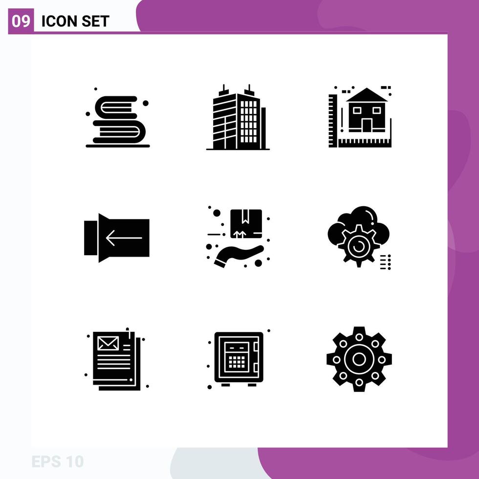Stock Vector Icon Pack of 9 Line Signs and Symbols for box touch blue slide house Editable Vector Design Elements
