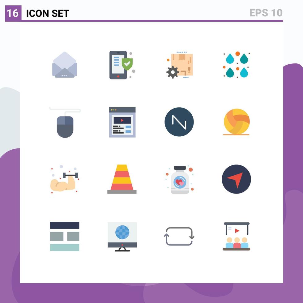 Group of 16 Flat Colors Signs and Symbols for mouse paint configuration edit drop Editable Pack of Creative Vector Design Elements