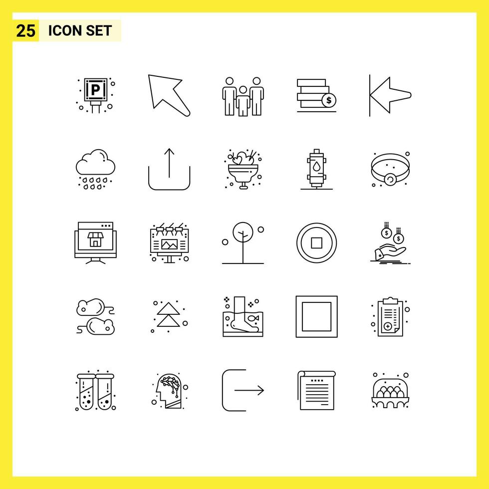 Group of 25 Lines Signs and Symbols for start arrow couple save stack Editable Vector Design Elements