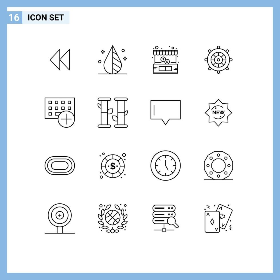Set of 16 Commercial Outlines pack for computers steering the boat buy steering beach Editable Vector Design Elements