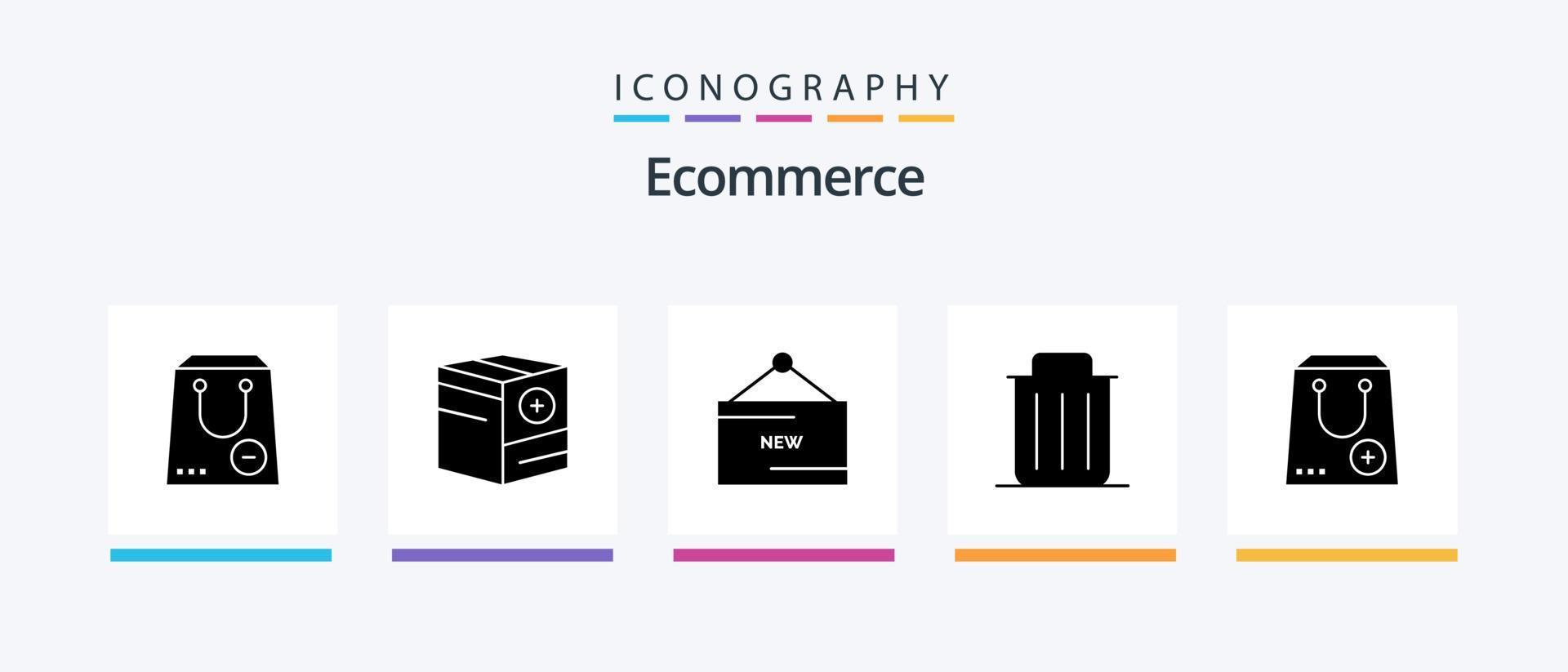 Ecommerce Glyph 5 Icon Pack Including recycle. delete. e. promotion. new. Creative Icons Design vector