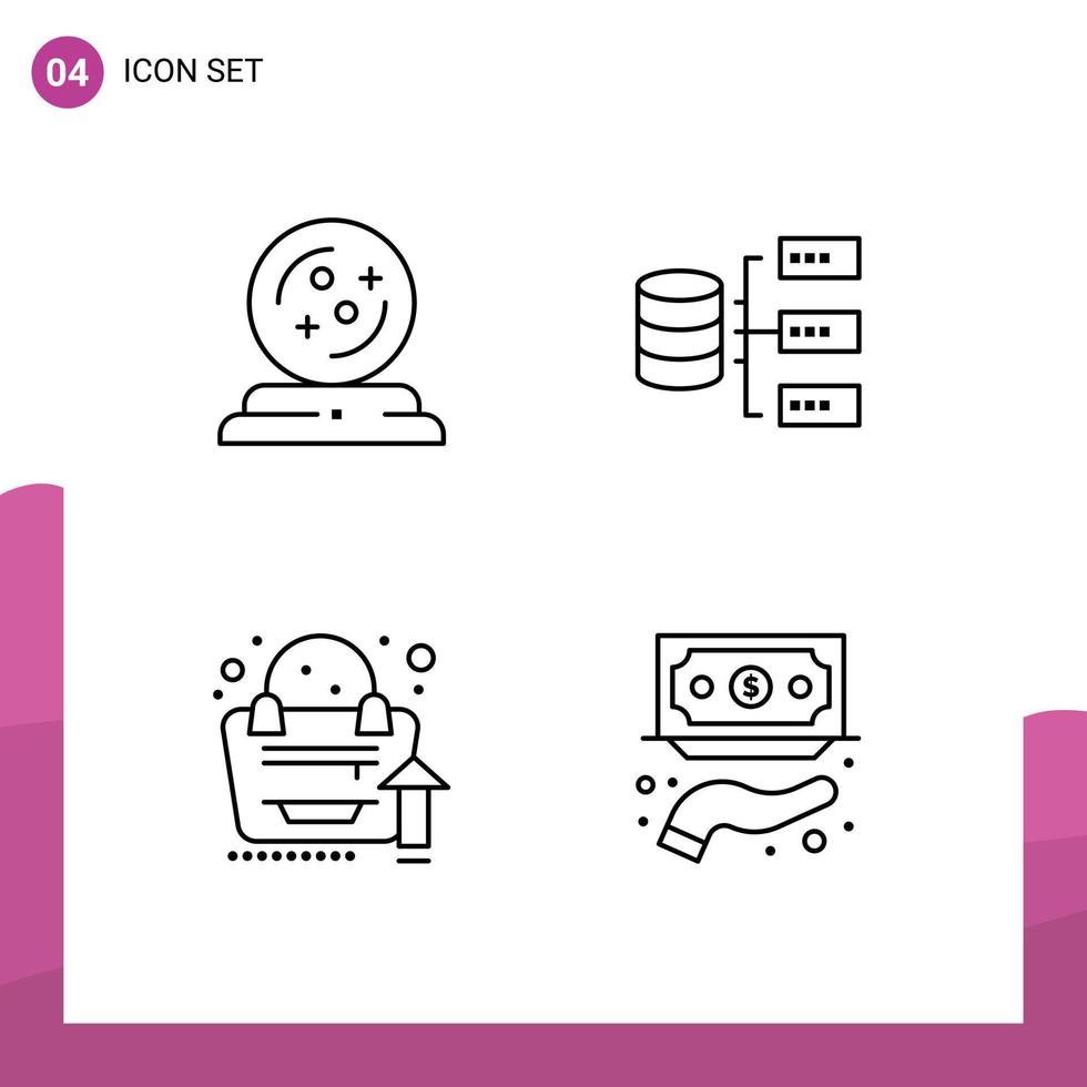 Modern Set of 4 Filledline Flat Colors and symbols such as halloween analytics spell base growth Editable Vector Design Elements