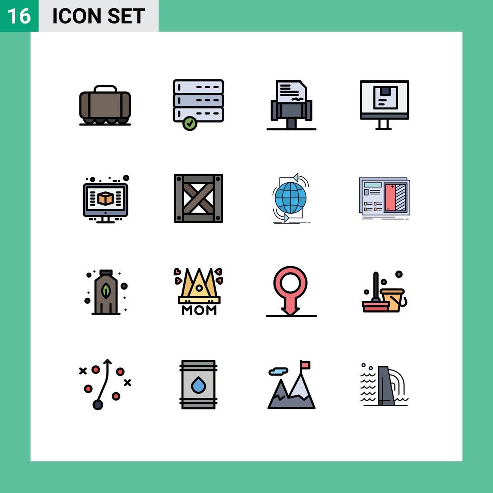 dieciséis universal plano color lleno líneas conjunto para web y móvil aplicaciones hacer computadora reglas arquitectura en línea editable creativo vector diseño elementos