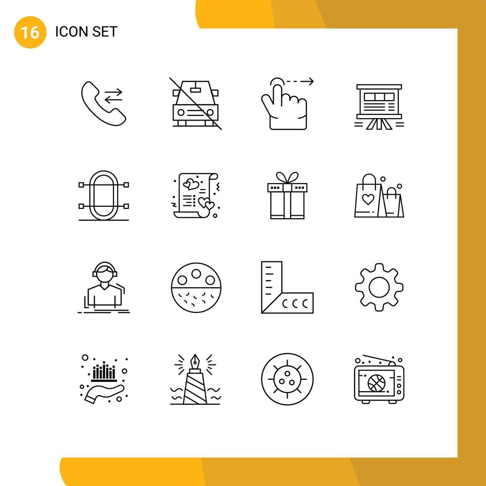 16 Universal Outlines Set for Web and Mobile Applications game sales finger chart board Editable Vector Design Elements