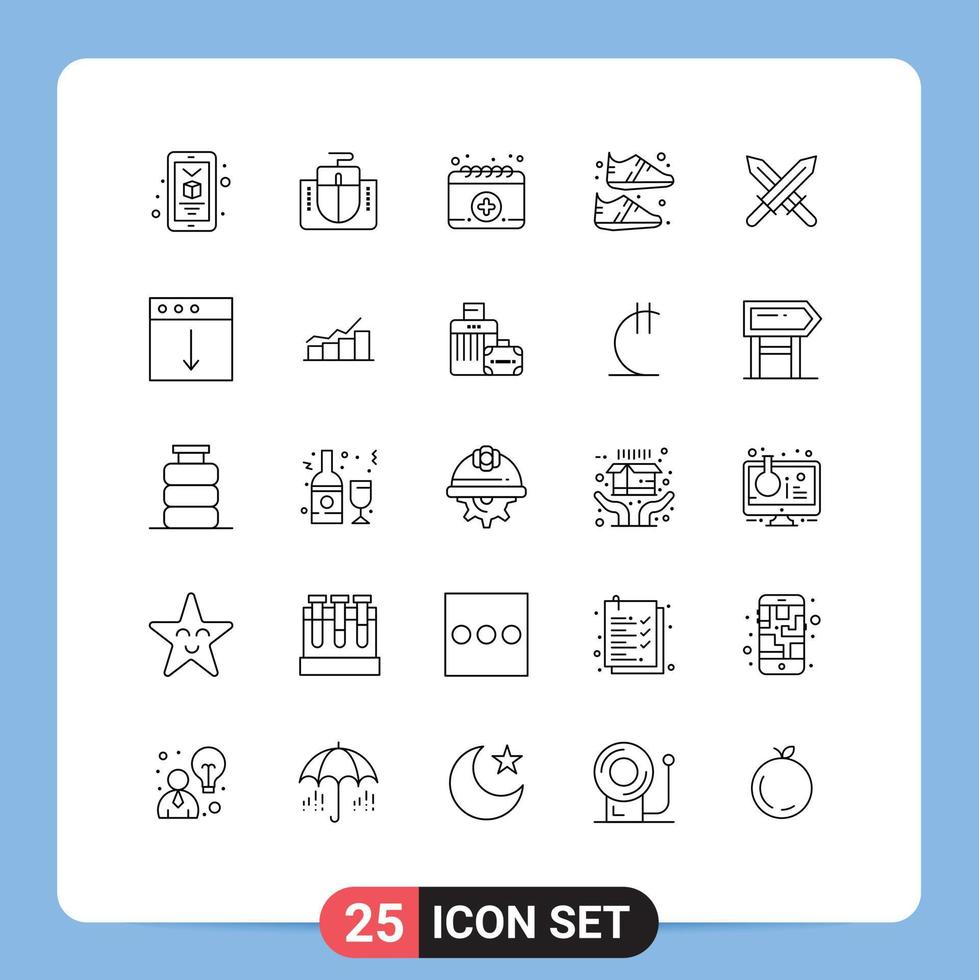 valores vector icono paquete de 25 línea señales y símbolos para aplicación Irlanda calendario espada zapato editable vector diseño elementos