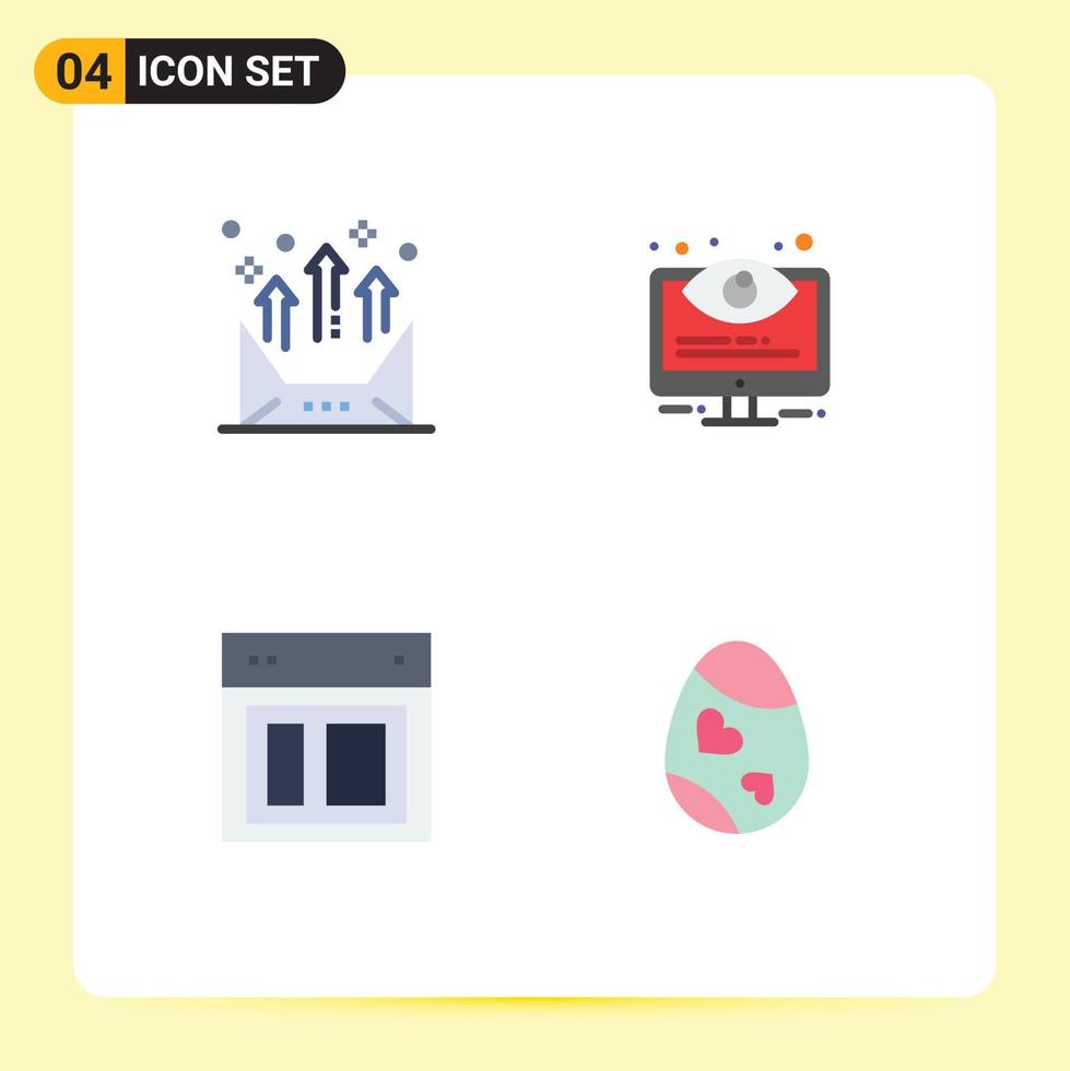 Editable Vector Line Pack of 4 Simple Flat Icons of address system email control layout Editable Vector Design Elements