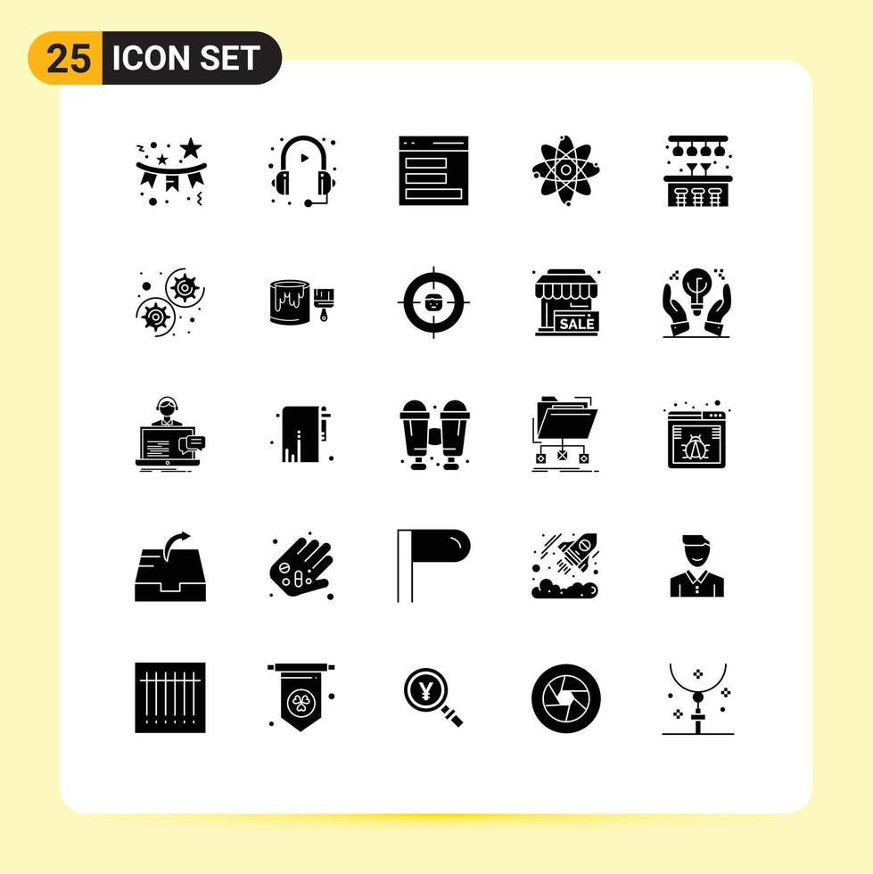 Stock Vector Icon Pack of 25 Line Signs and Symbols for city education service atom interface Editable Vector Design Elements