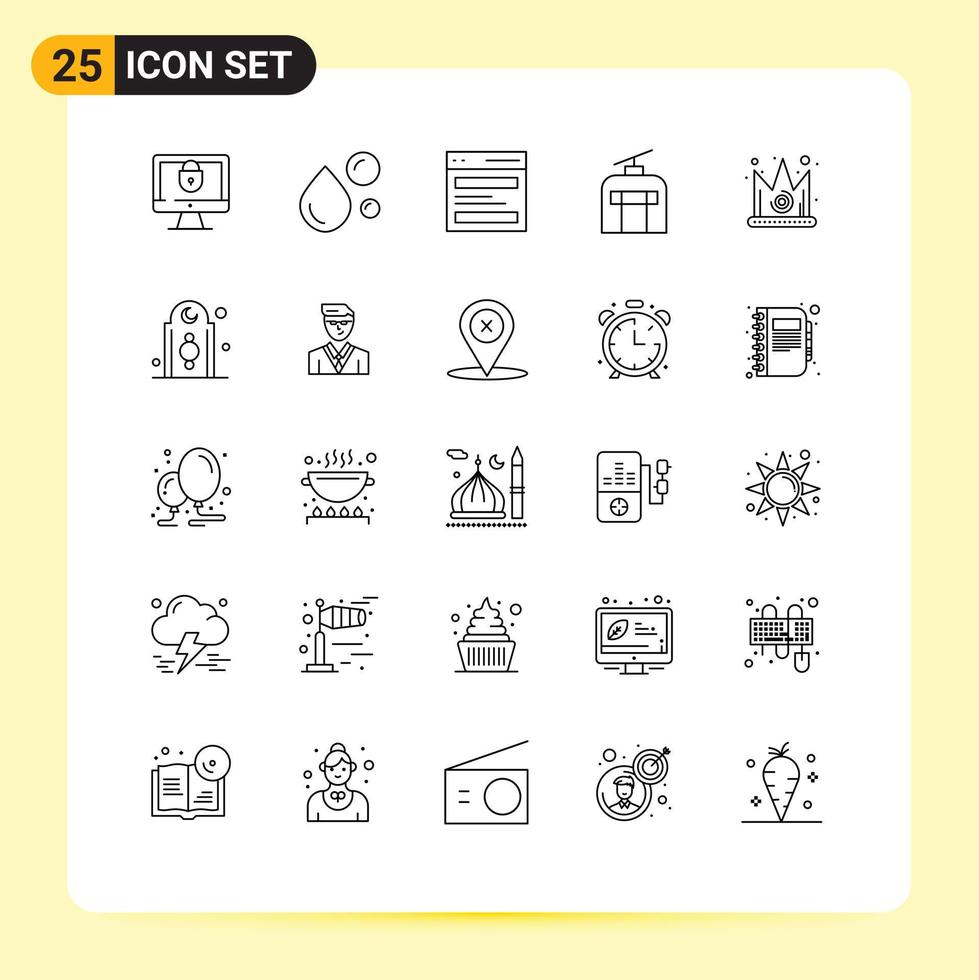 Line Pack of 25 Universal Symbols of vacation holiday omega gondola interface Editable Vector Design Elements