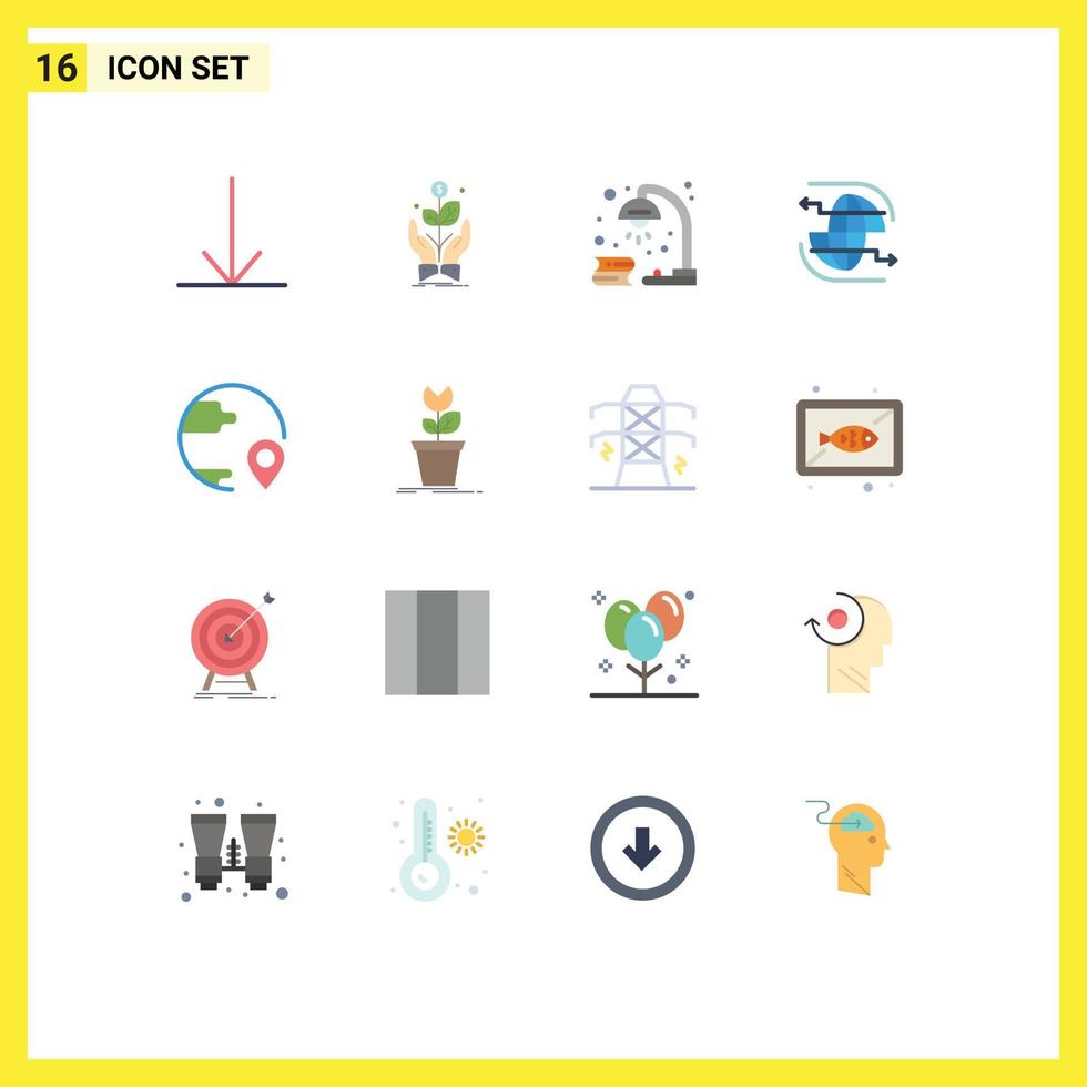 16 Universal Flat Colors Set for Web and Mobile Applications delivery communication lamp internet connect Editable Pack of Creative Vector Design Elements