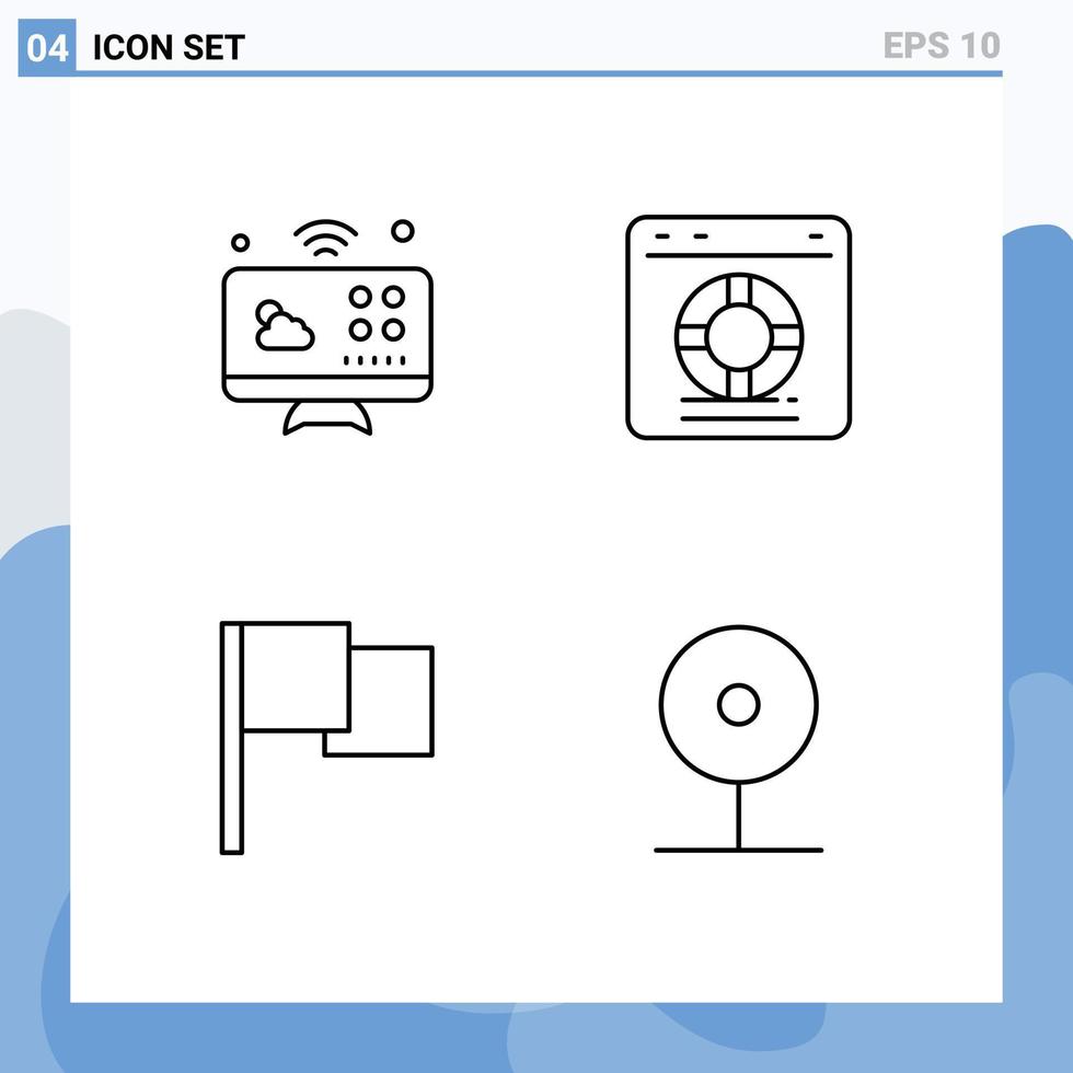 Universal Icon Symbols Group of 4 Modern Filledline Flat Colors of communications basic internet of things online ui Editable Vector Design Elements
