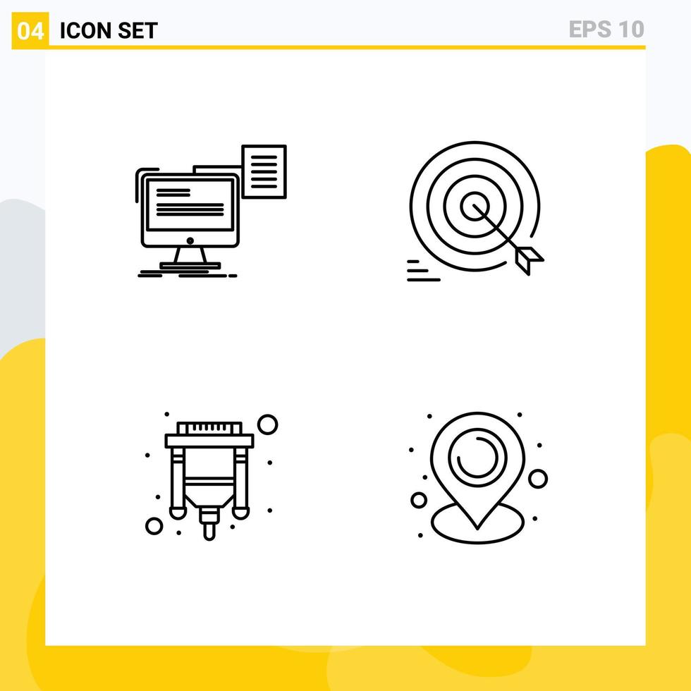 Stock Vector Icon Pack of 4 Line Signs and Symbols for resume goals cv goal connector Editable Vector Design Elements