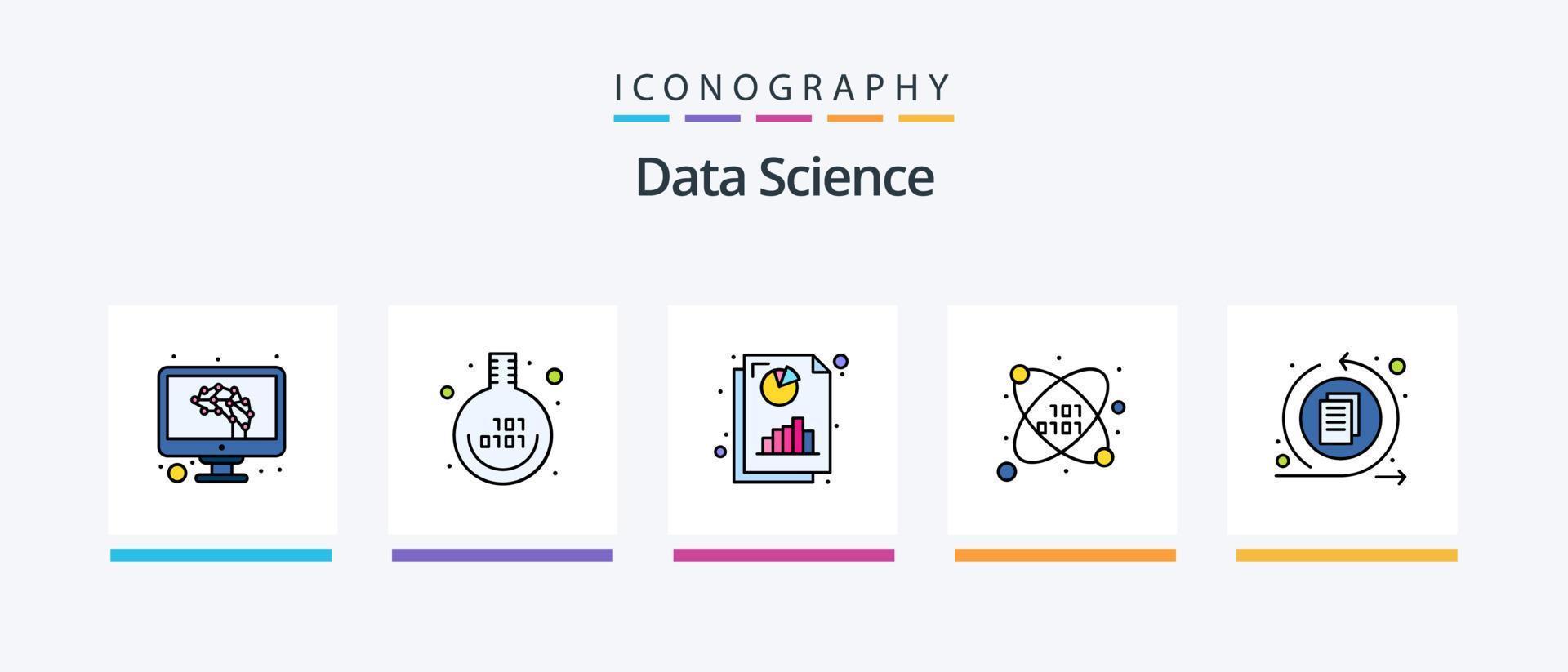 Data Science Line Filled 5 Icon Pack Including unlock. locker. science. space. storage. Creative Icons Design vector