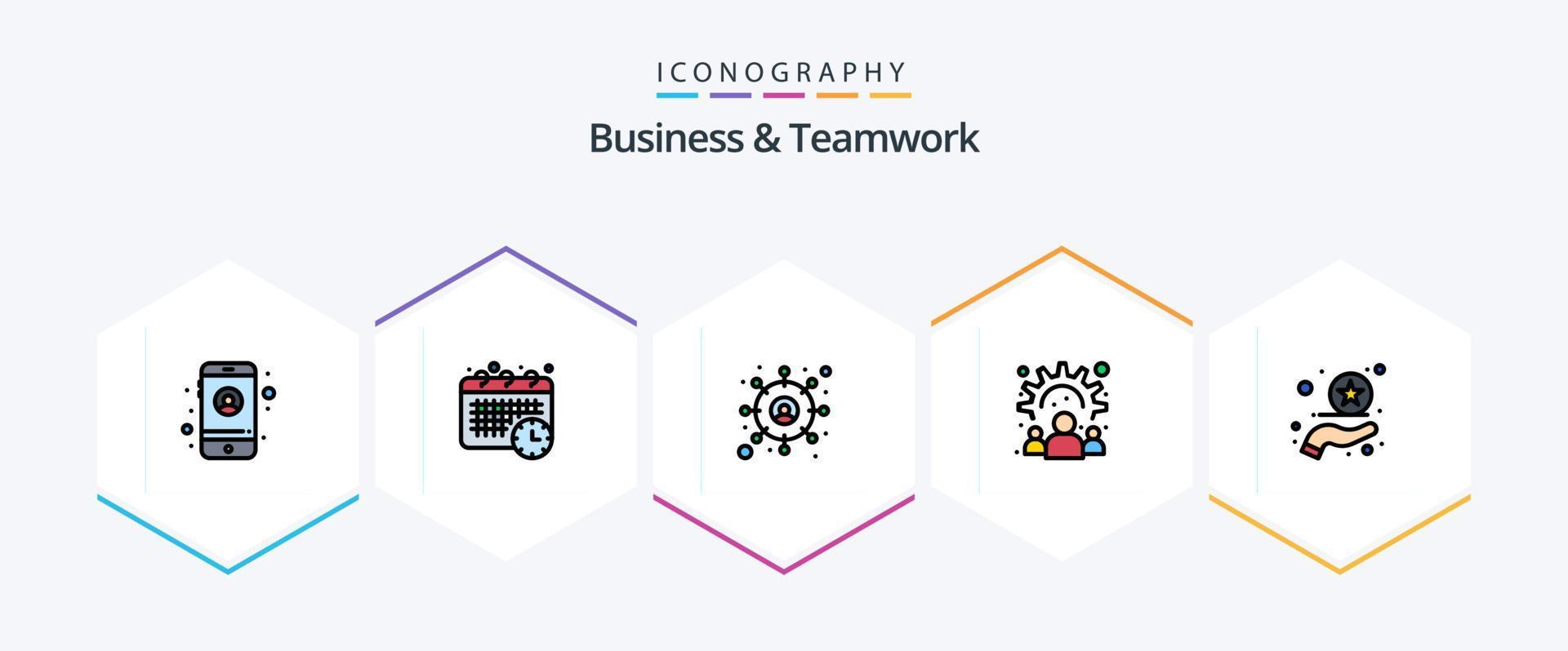 Business And Teamwork 25 FilledLine icon pack including . rate. target. premium. team vector