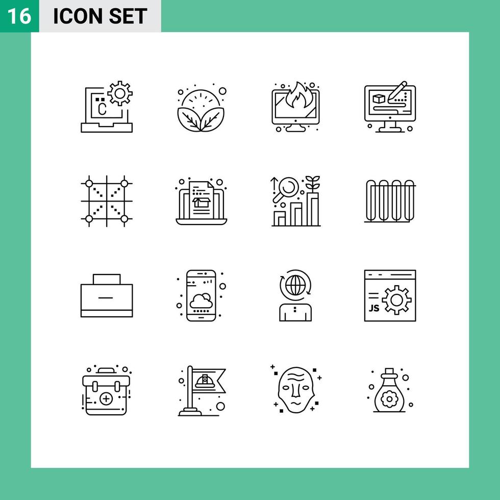 Editable Vector Line Pack of 16 Simple Outlines of coding modeling relax process data Editable Vector Design Elements