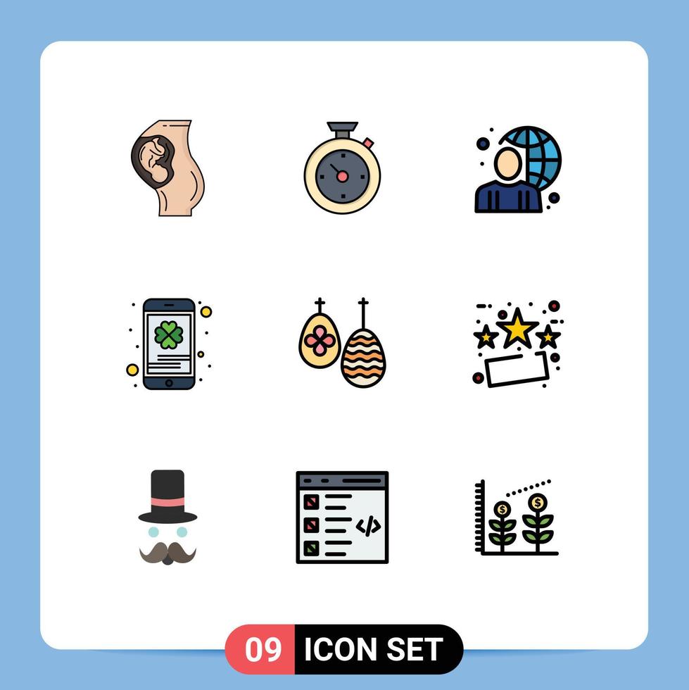 9 Universal Filledline Flat Color Signs Symbols of saint mobile hotel cell phone male Editable Vector Design Elements