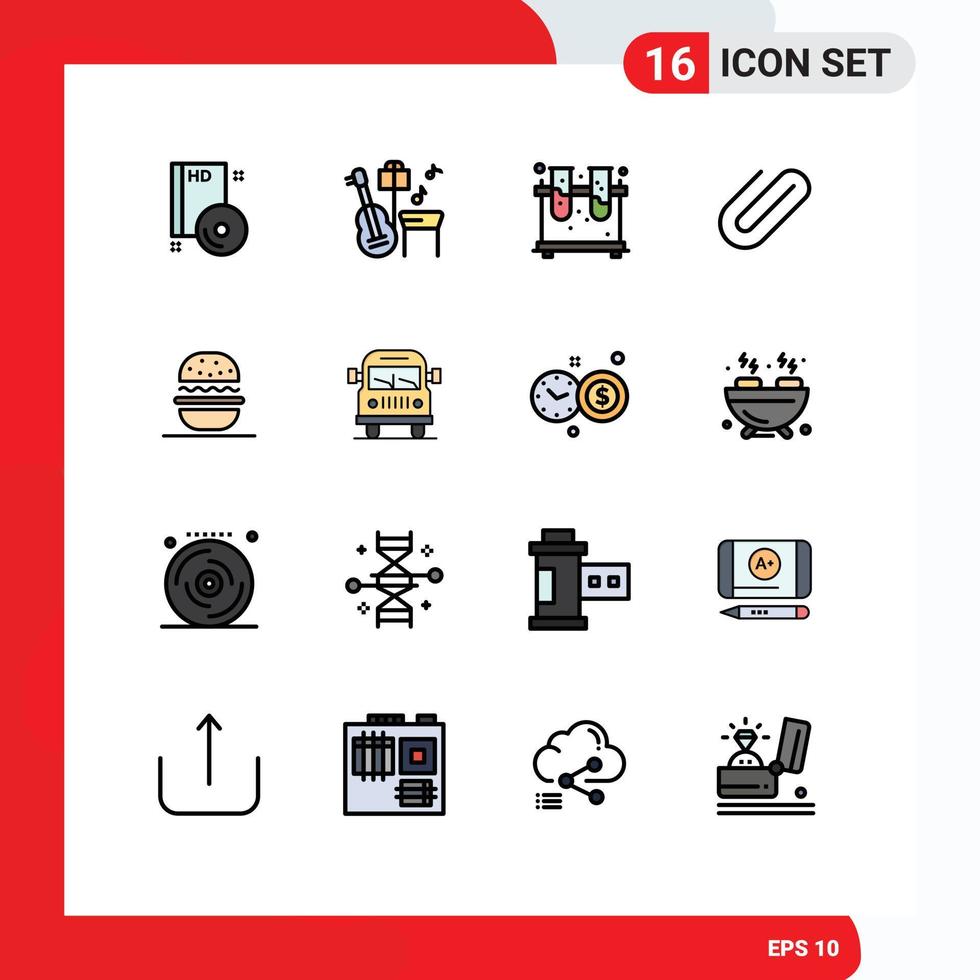 16 Creative Icons Modern Signs and Symbols of eat paper chemistry clip attachment Editable Creative Vector Design Elements