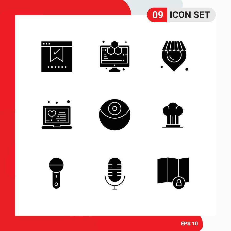 Modern Set of 9 Solid Glyphs Pictograph of planet treatment study online laptop Editable Vector Design Elements