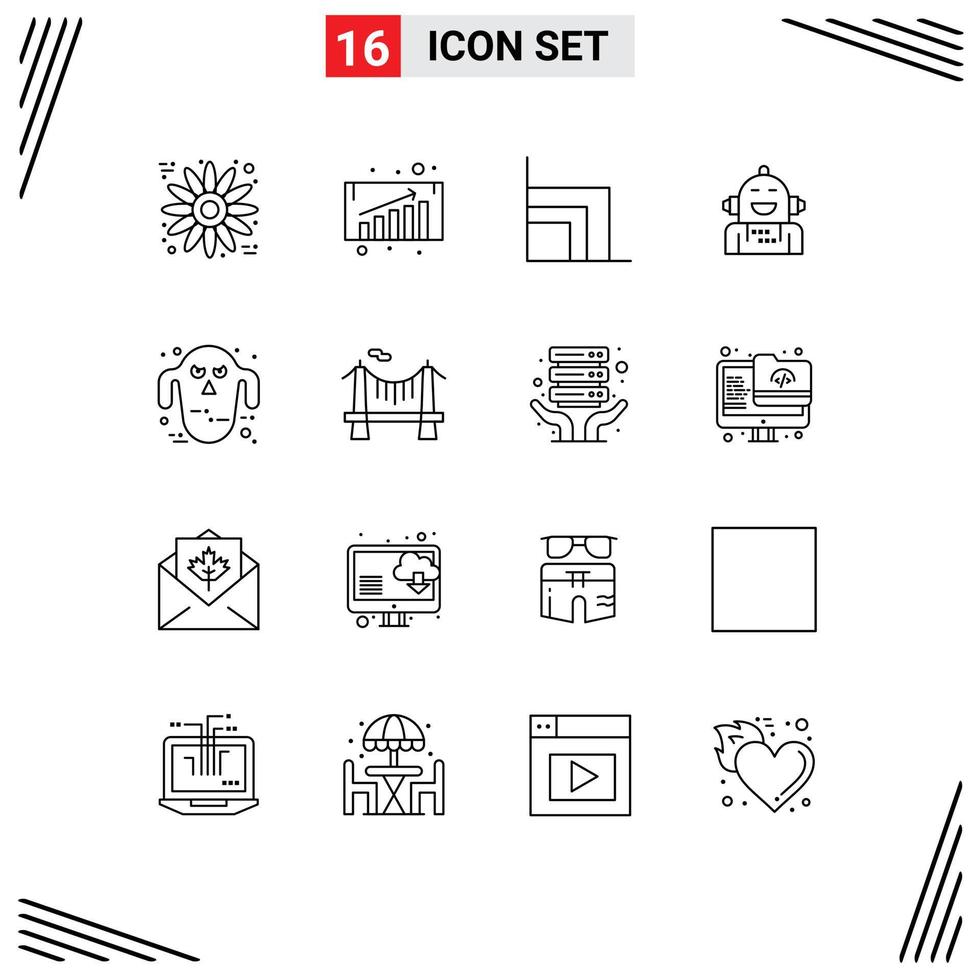 Universal Icon Symbols Group of 16 Modern Outlines of halloween ghost ecommerce feeling emotion Editable Vector Design Elements