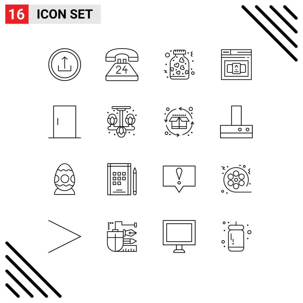 Outline Pack of 16 Universal Symbols of html code contact business love Editable Vector Design Elements