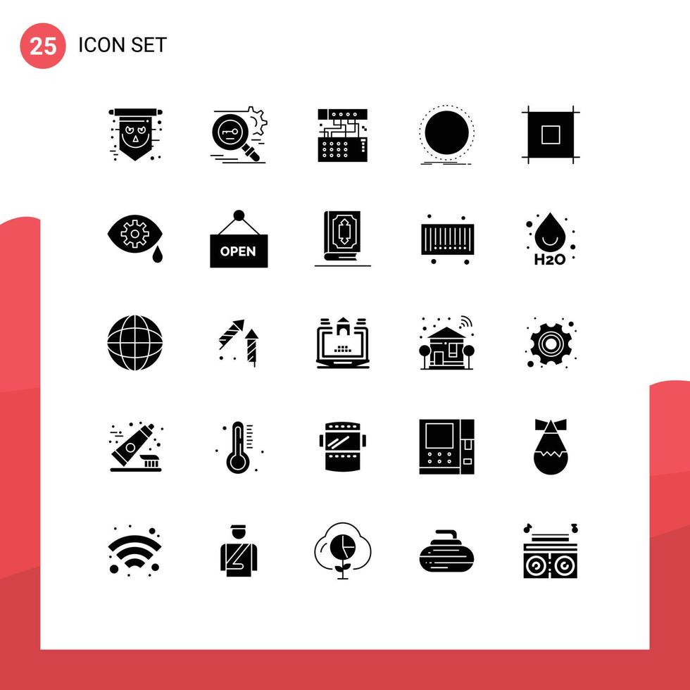 25 Universal Solid Glyphs Set for Web and Mobile Applications phonograph disc secure sound device Editable Vector Design Elements