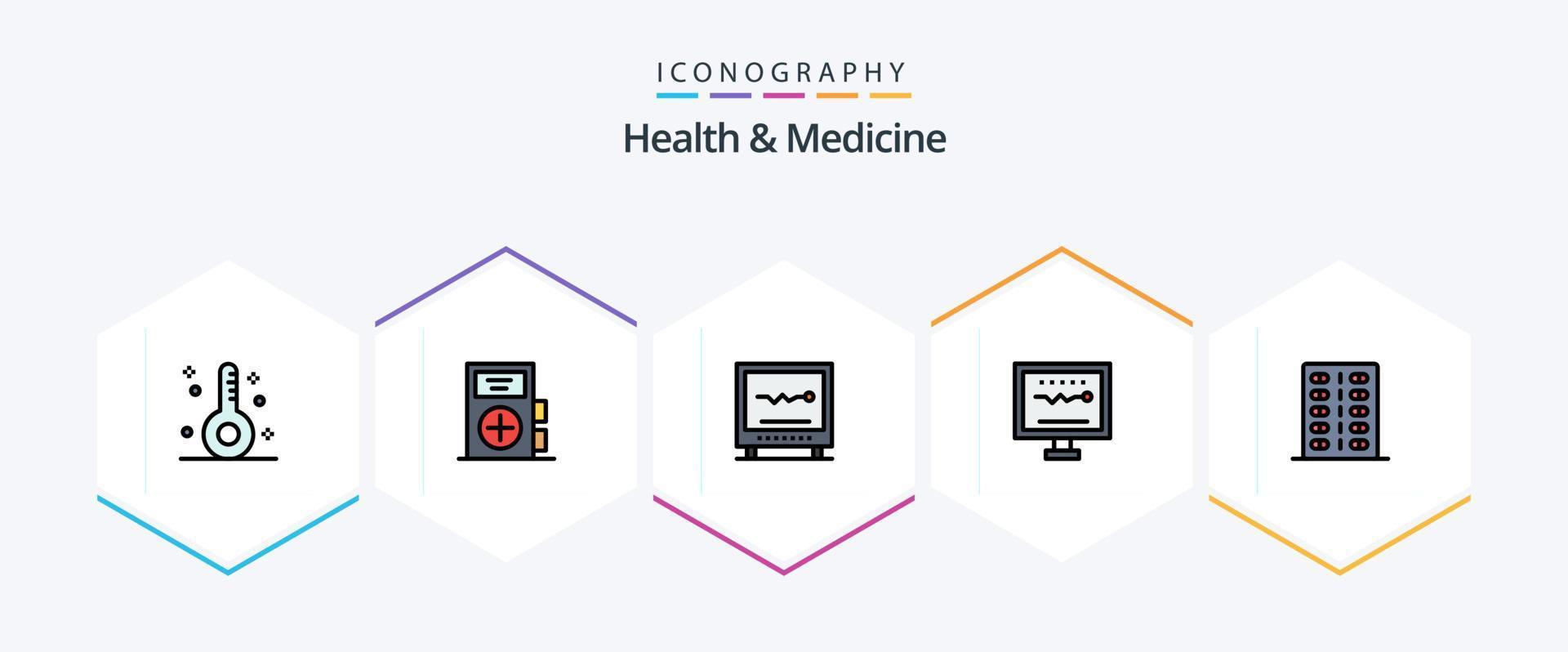 salud y medicina 25 línea de relleno icono paquete incluso . . latido del corazón. salud. aptitud vector