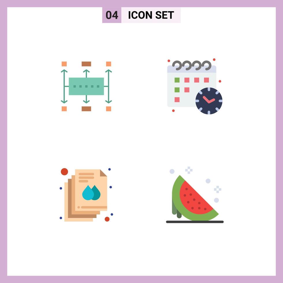 Group of 4 Flat Icons Signs and Symbols for workflow page modern date banner Editable Vector Design Elements