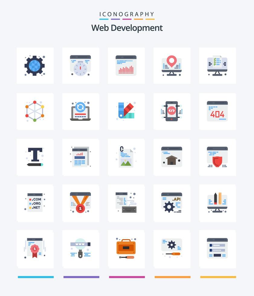 Creative Web Development 25 Flat icon pack  Such As web. development. analytics. map. internet vector