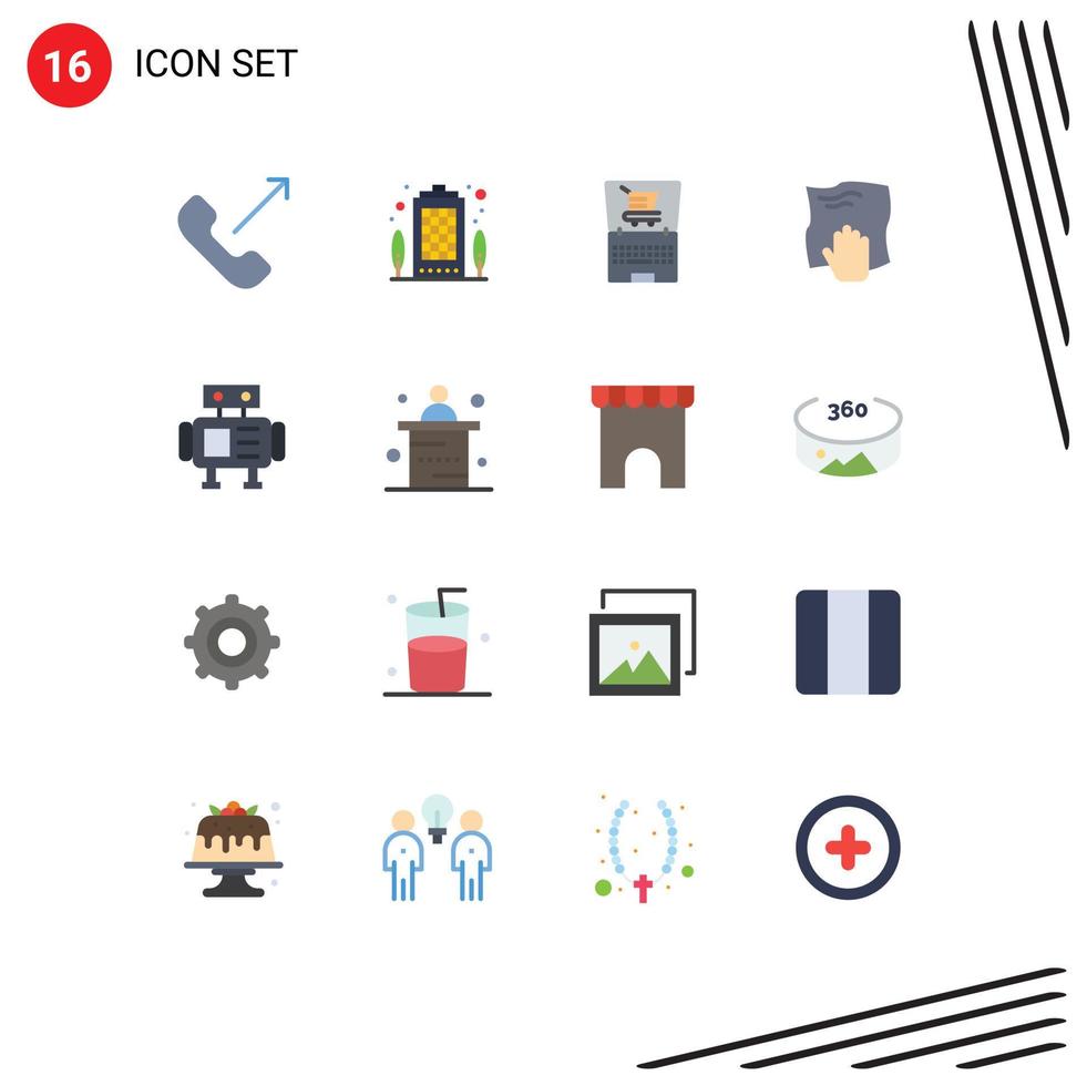 Modern Set of 16 Flat Colors and symbols such as robot rub online housework cleaning Editable Pack of Creative Vector Design Elements