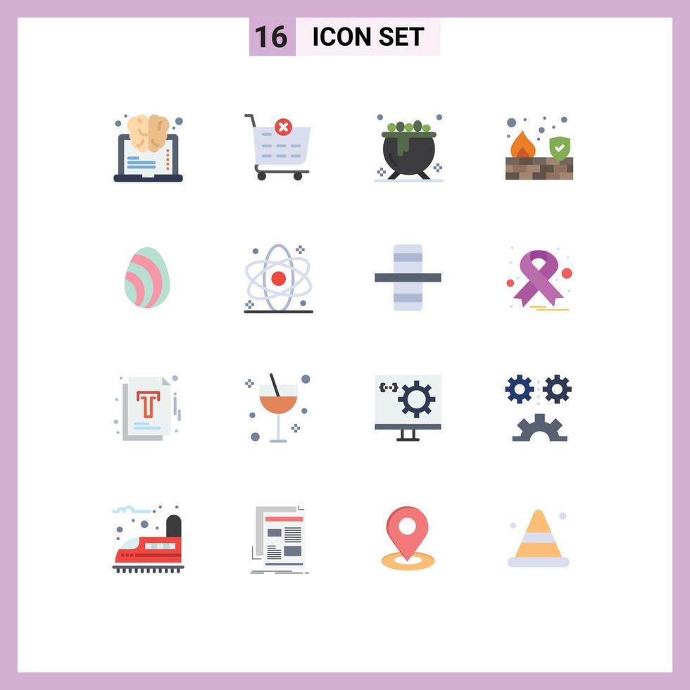 16 Universal Flat Color Signs Symbols of spring eastre halloween egg security Editable Pack of Creative Vector Design Elements