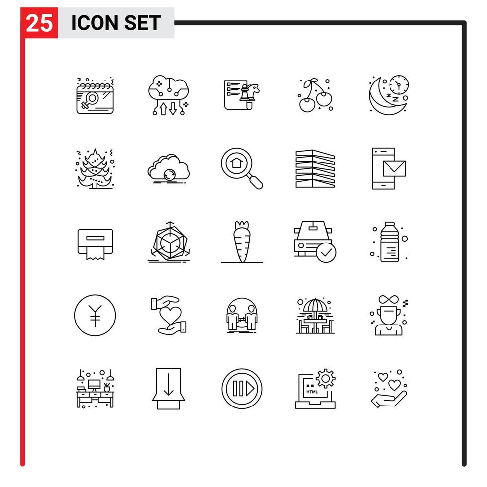 Set of 25 Modern UI Icons Symbols Signs for farming cherry online backup berry strategy Editable Vector Design Elements