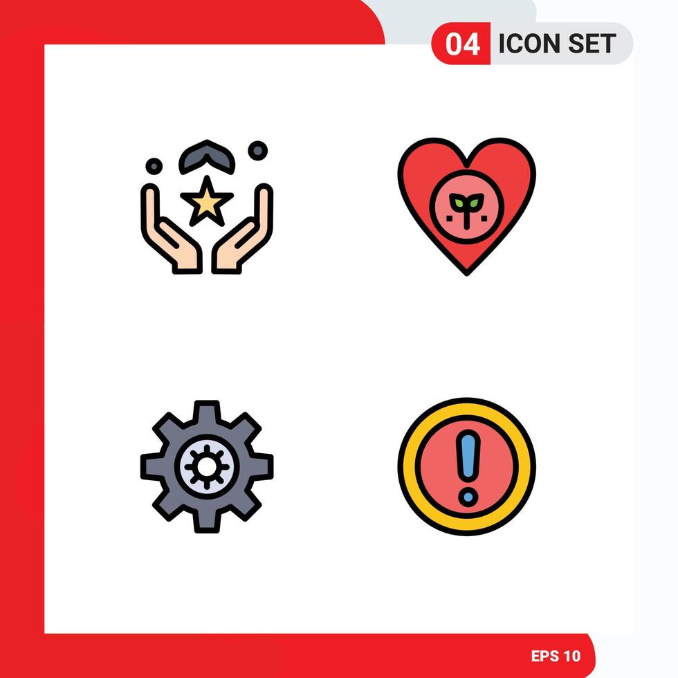4 Universal Filledline Flat Colors Set for Web and Mobile Applications pray like hand environment setting Editable Vector Design Elements