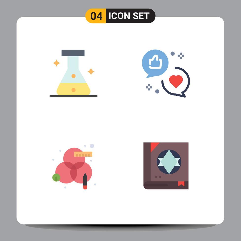 Modern Set of 4 Flat Icons and symbols such as flask process advertising love design Editable Vector Design Elements