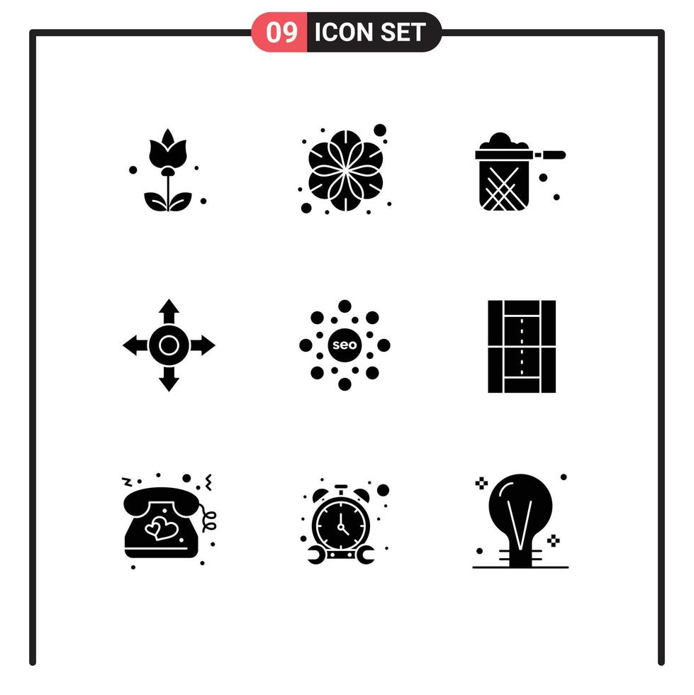 conjunto de 9 9 moderno ui íconos símbolos señales para ocupaciones seo pan circulo direcciones editable vector diseño elementos