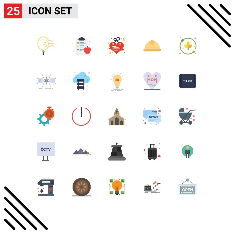 25 Universal Flat Colors Set for Web and Mobile Applications plant labour helmet hanging hard cap cap Editable Vector Design Elements