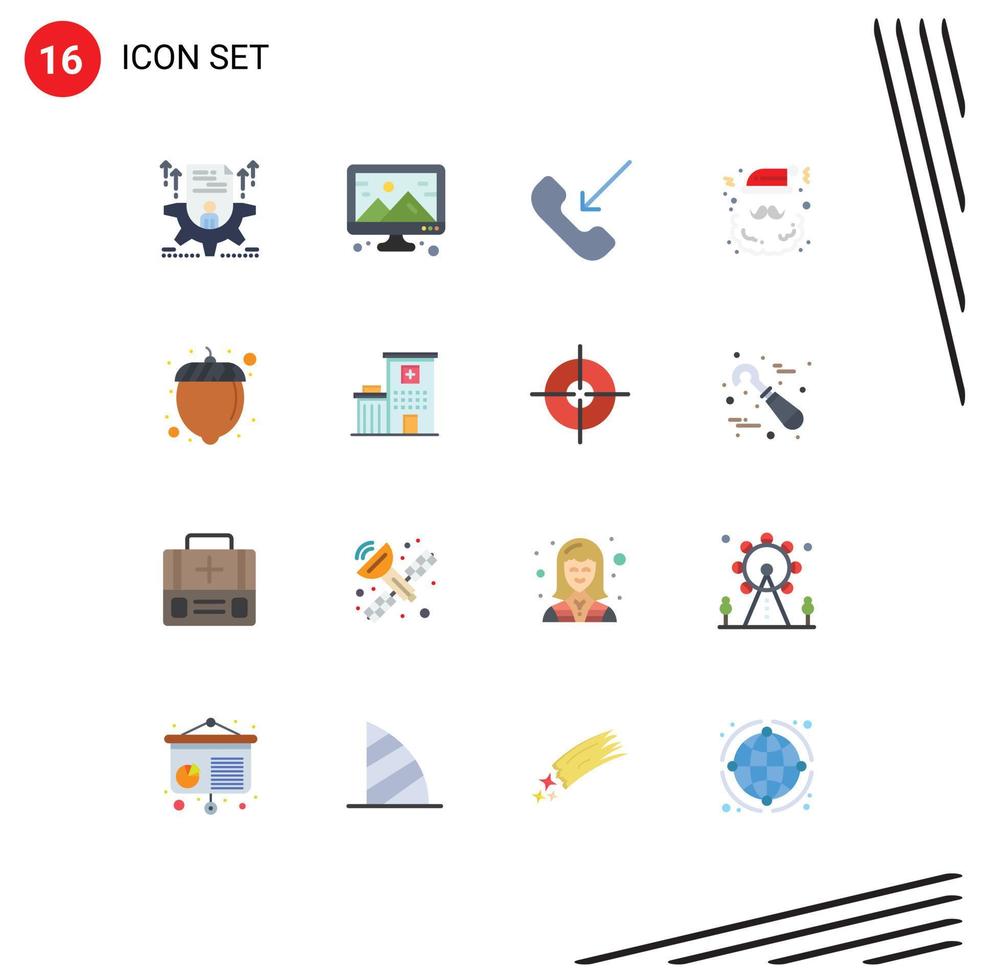 Set of 16 Modern UI Icons Symbols Signs for claus santa design claus phone Editable Pack of Creative Vector Design Elements