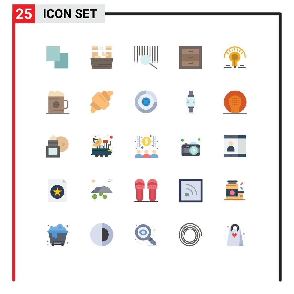 25 Flat Color concept for Websites Mobile and Apps tips light product bulb drawer Editable Vector Design Elements