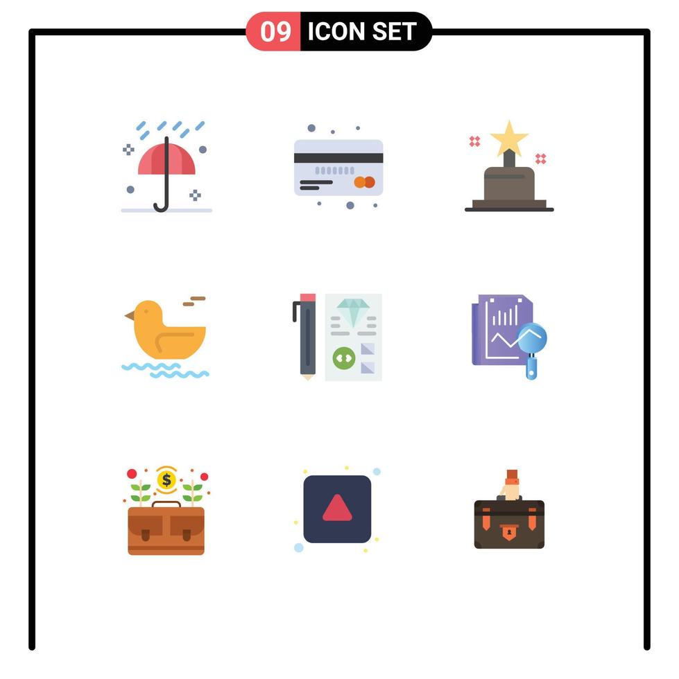 Group of 9 Modern Flat Colors Set for develop canada debit river oscar Editable Vector Design Elements