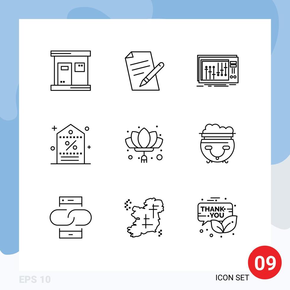 Outline Pack of 9 Universal Symbols of tag promotion console price studio Editable Vector Design Elements