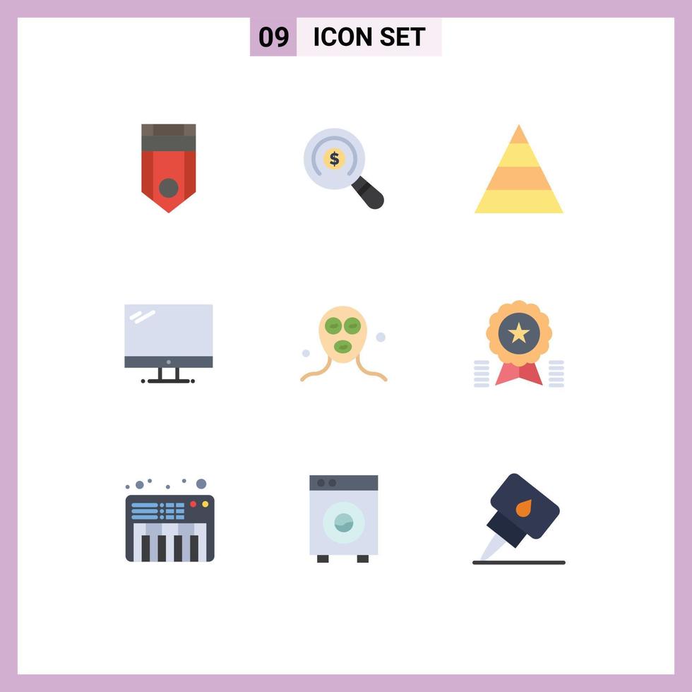 User Interface Pack of 9 Basic Flat Colors of beauty imac shopping device computer Editable Vector Design Elements