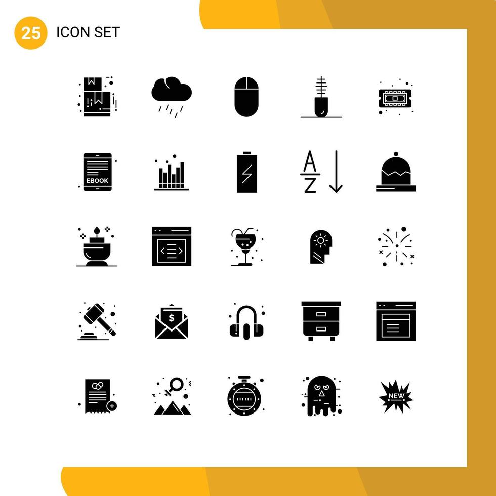 25 Creative Icons Modern Signs and Symbols of ebook cpu mouse computer mascara Editable Vector Design Elements