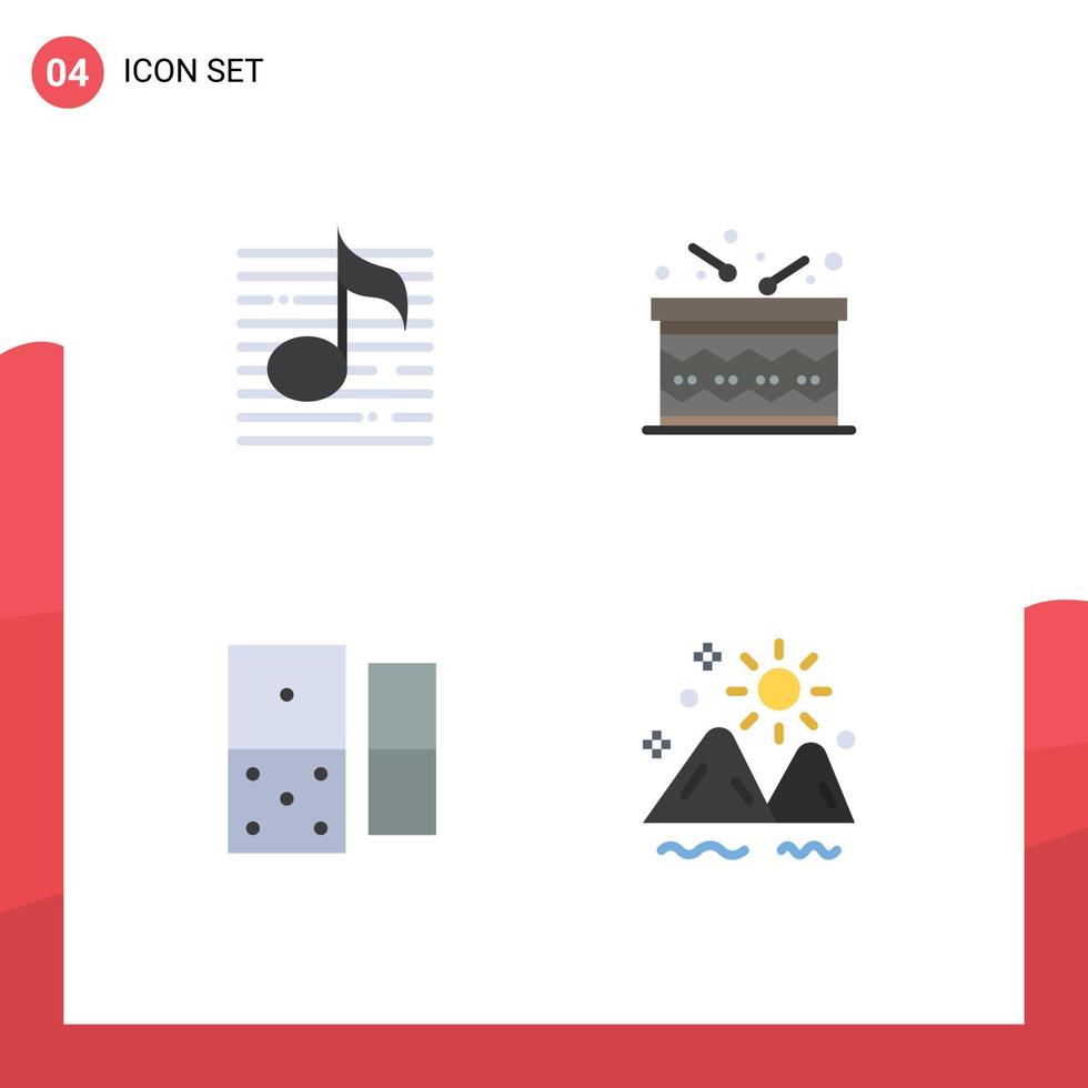 Editable Vector Line Pack of 4 Simple Flat Icons of nodes casino sound drum dominoes Editable Vector Design Elements