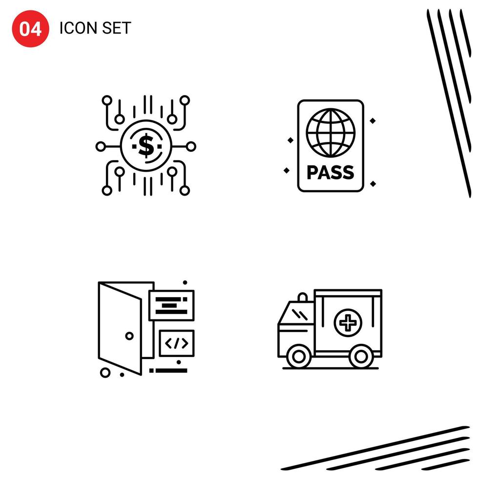 Group of 4 Modern Filledline Flat Colors Set for crowdfund summer crowdselling diving instructor coding Editable Vector Design Elements