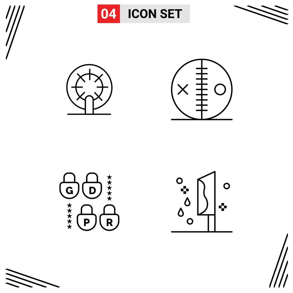 Modern Set of 4 Filledline Flat Colors Pictograph of wheel gdpr ship halloween security Editable Vector Design Elements