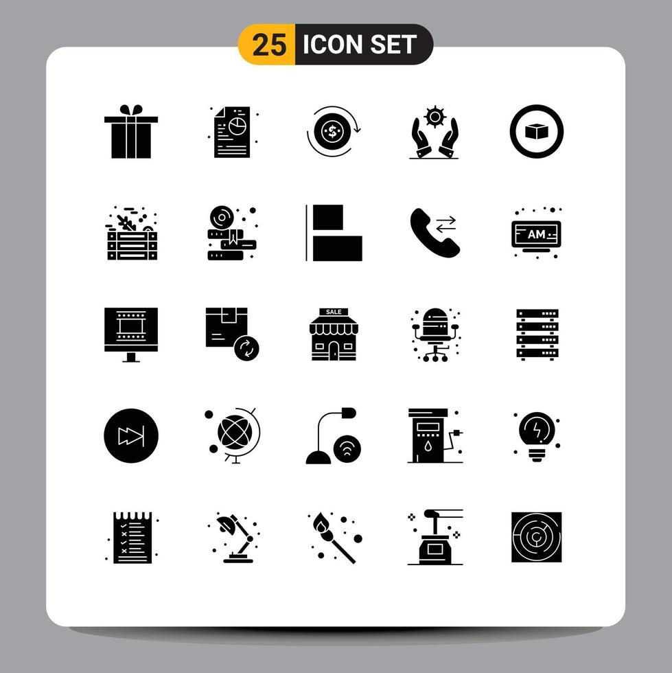 25 Universal Solid Glyph Signs Symbols of green cube transaction basic modern Editable Vector Design Elements