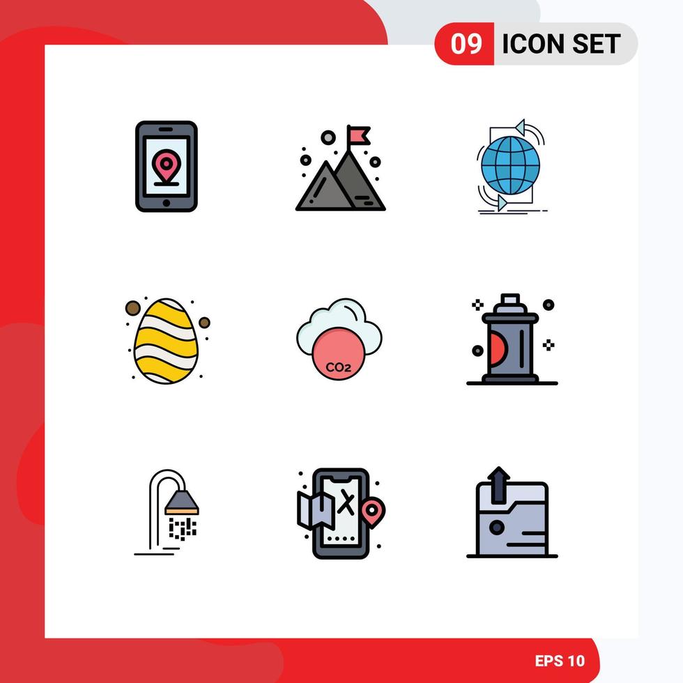 9 Filledline Flat Color concept for Websites Mobile and Apps pollustion spring global nature easter Editable Vector Design Elements